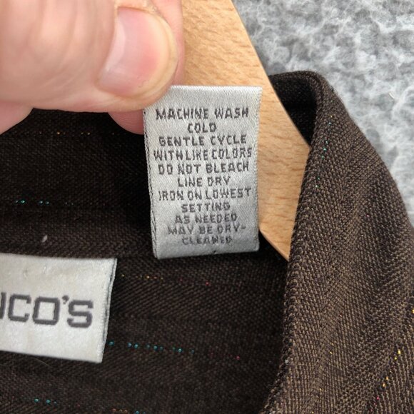 Chicos Jacket Women 2 US Large Brown Shimmer Stripes Button Up Office Pocket* - Picture 7 of 10